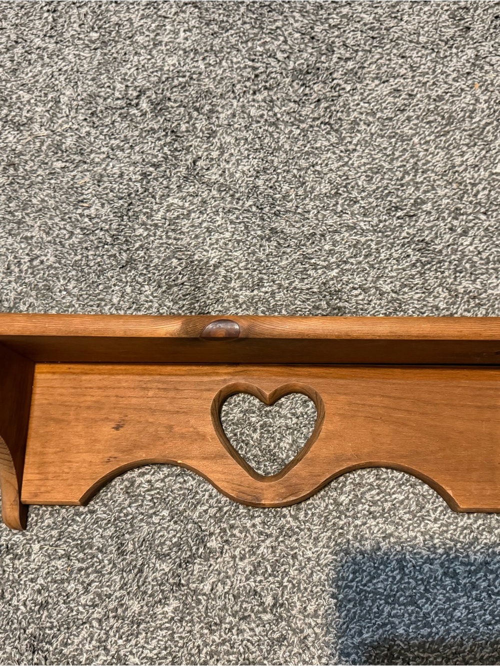 Wooden Heart Wall Shelf - Natural Brown by